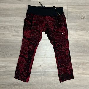 Snake skin print red Nike Dri Fit capri leggings
